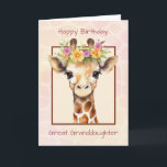 Great Granddaughter Birthday Sweet Safari Jungle Card<br><div class="desc">Celebrate a beloved great-granddaughter with this tender and charming birthday card. A sweet baby giraffe, adorned with soft pink and yellow florals, sits against a gentle watercolor background with a subtle giraffe pattern, creating a dreamy and affectionate feel. The delicate artwork and warm colors capture the special bond between generations....</div>