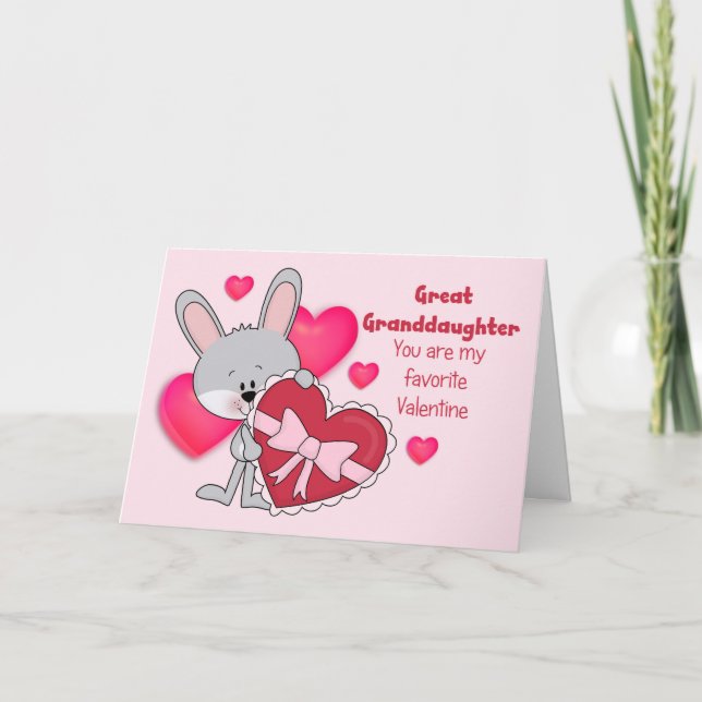 Great Granddaughter Bunny Favorite Valentine Holiday Card (Front)