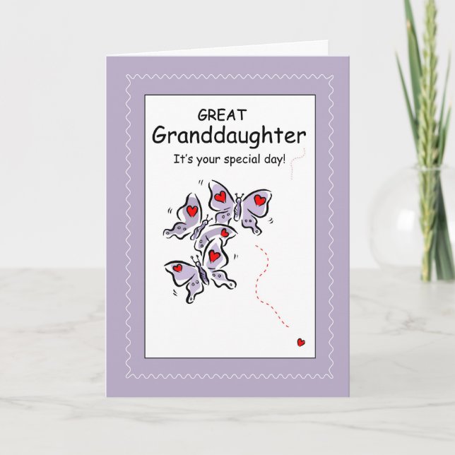 Great Granddaughter Butterflies Birthday Card (Front)