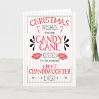 Great Granddaughter Candy Cane Kisses Christmas