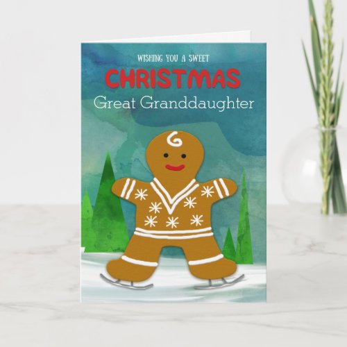 Great Granddaughter Christmas Gingerbread Man Holiday Card