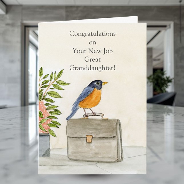 Great Granddaughter Congratulations New Job Robin Card (Creator Uploaded)