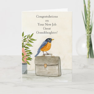 Great Granddaughter Congratulations New Job Robin Card