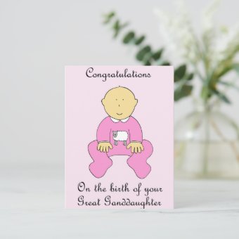 Great Granddaughter Congratulations Postcard | Zazzle