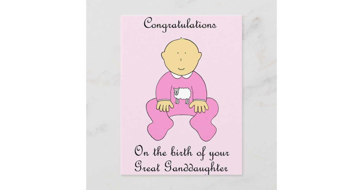 Great Granddaughter Congratulations Postcard | Zazzle