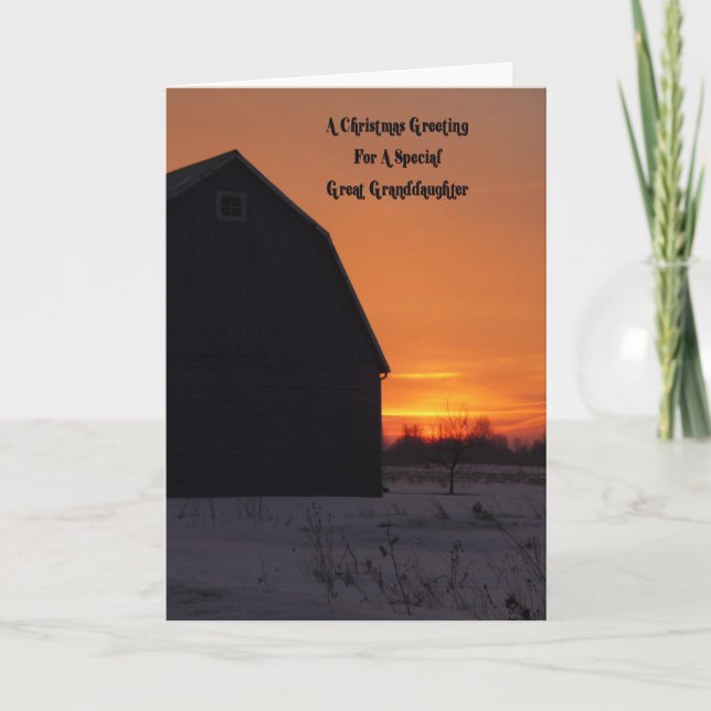 Great Granddaughter Country Christmas Holiday Card (Front)