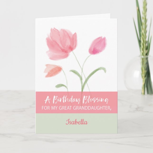 Great Granddaughter Custom Name Religious Birthday Card (Front)