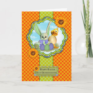 Great Granddaughter Cute Easter Card With Rabbit