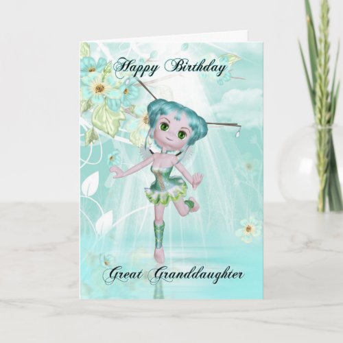 great granddaughter cute fairy birthday greetings card