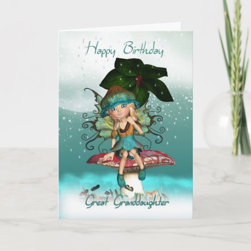 Great Granddaughter Cute Fantasy Fairy Birthday Card