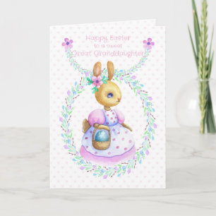 Great Granddaughter Easter Bunny with Colored Egg Card