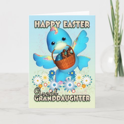 Great Granddaughter Easter Card _ Cute Duck With B