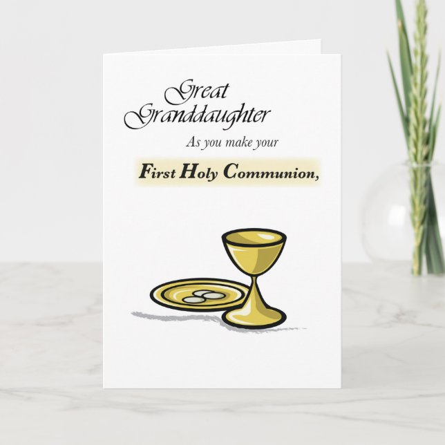 Great Granddaughter, First Communion Gold Chalice Card (Front)