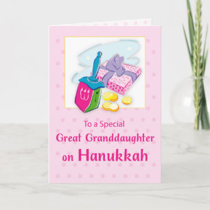 Great Granddaughter Hanukkah Blue With Dreidel Card