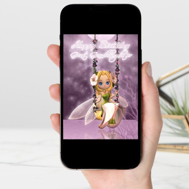 Great Granddaughter Happy Birthday cute fairy on f Card (Front Digital)