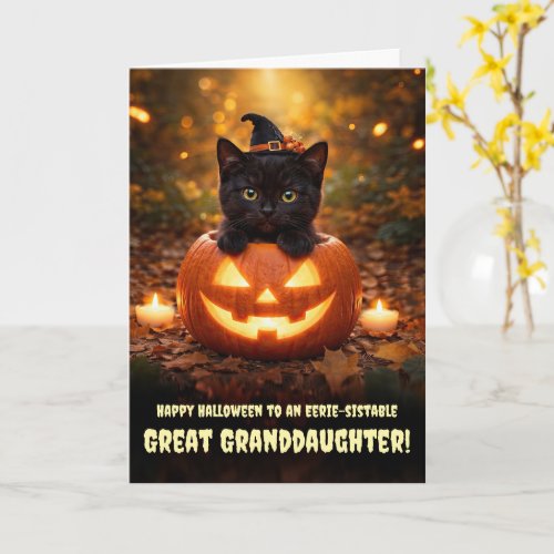 Great Granddaughter Happy Halloween Cute Kitten Card