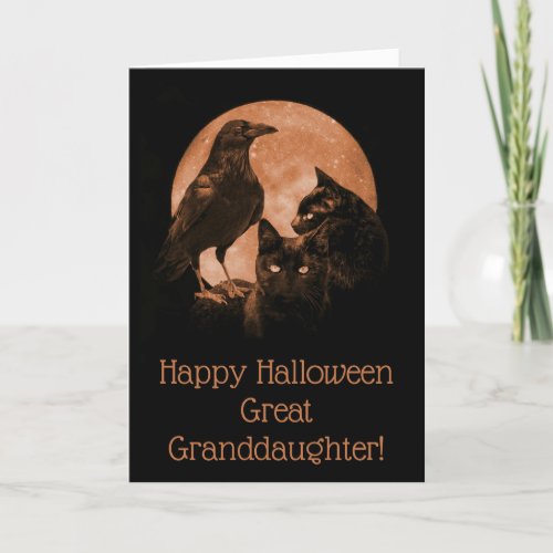 Great Granddaughter Happy Halloween with Animals Card