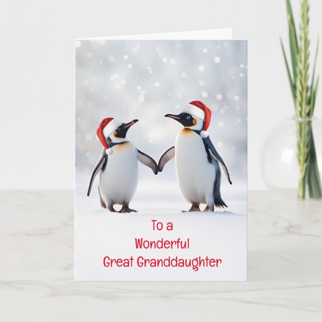 Great Granddaughter Happy Holidays Christmas Cute  Card (Front)