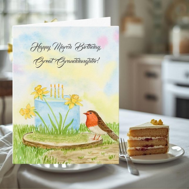 Great Granddaughter Happy March Birthday Daffodils Card (Creator Uploaded)