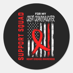 Great Granddaughter Heart Disease Awareness Flag B Classic Round Sticker