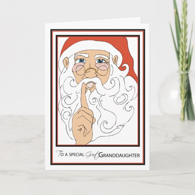 Great Granddaughter Jolly Old St Nick Holiday Card (Front)
