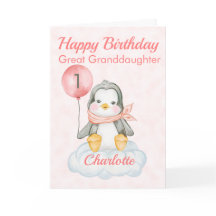 Great Granddaughter Penguin Happy 1st Birthday