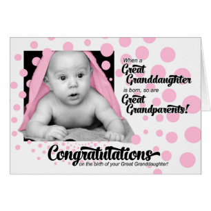 Great Granddaughter Pink Polka Dots Grandparents Cards