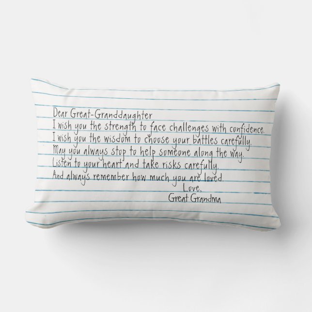Great Granddaughter Quote On Notebook Paper  Lumbar Pillow (Front)