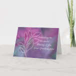 Great Granddaughter Religious Birthday Blessings Card<br><div class="desc">It is your great granddaughter’s special day with this religious birthday card. The harmonious blend of magenta, purple, lavender, and navy blue watercolors creates a captivating backdrop. White outlined leaves are prominent on the front, while inside, the message celebrates her as a cherished jewel, bestowed upon the family by God's...</div>