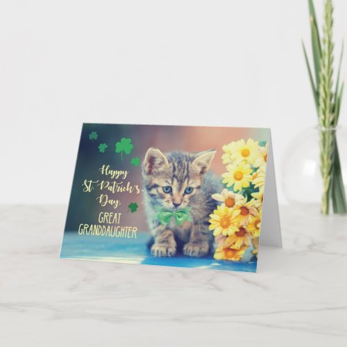 Great Granddaughter St Patricks Day Kitten Card