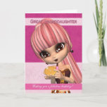 Great Granddaughter Trendy Birthday Girl Greeting Card<br><div class="desc">Cute birthday card with birthday girl,  makeup and compact,  trendy clothing and hair colors</div>