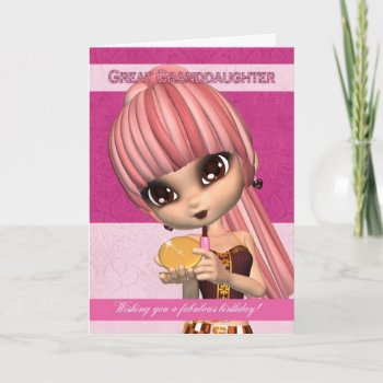 Great Granddaughter Trendy Birthday Girl Greeting Card by moonlake at Zazzle