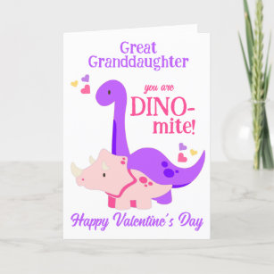 Great Granddaughter Valentine's Day Dino-Mite Holiday Card