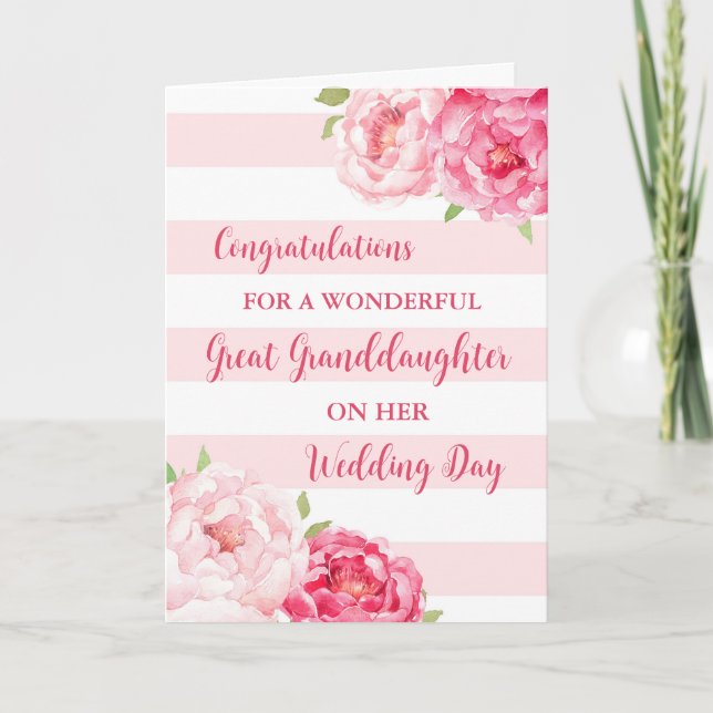 Great Granddaughter Wedding Day Congratulations Card (Front)