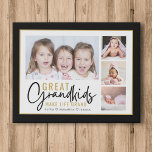Great Grandkids Make Life Grand 4 Photo Collage Faux Canvas Print<br><div class="desc">A modern photo collage gift for grandparents with a sentimental quote "Grandkids make life grand".Personalize with 4 pictures and grandchildren names to make it a memorable gift for Christmas mother's day, grandparents's day,  and birthday..</div>