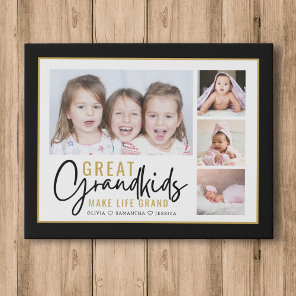 Great Grandkids Make Life Grand 4 Photo Collage Faux Canvas Print