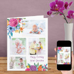 Great Grandma 4 Photo Colorful Flowers Birthday Card<br><div class="desc">Create your own photo birthday card with four of your favorite pictures for your great grandma. The photo template is set up for you to add your photos, which are displayed in landscape and square instagram format. This vibrant design features bold watercolor flowers in shades of pink purple orange and...</div>