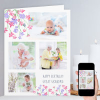 Great Grandma 4 Photo Ditsy Pink Flowers Birthday
