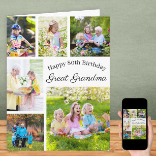 Great Grandma 6 Photo Collage Any Age Big Birthday Card