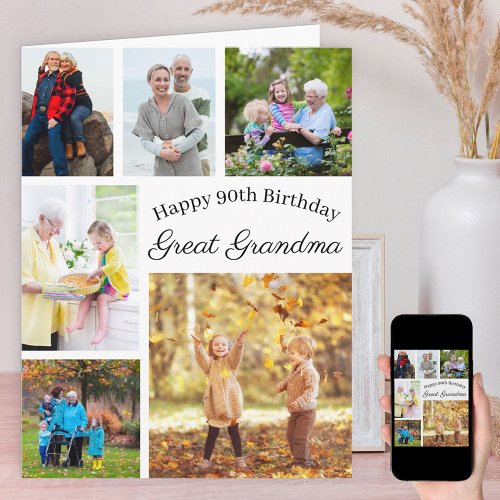 Great Grandma 6 Photo Collage Any Age Birthday Card