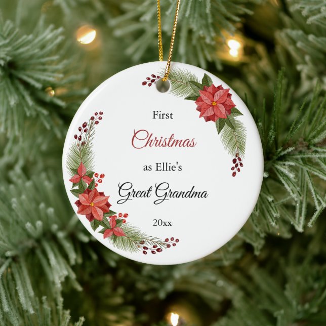 Great Grandma Baby Photo First Christmas Ceramic Ornament (Tree)