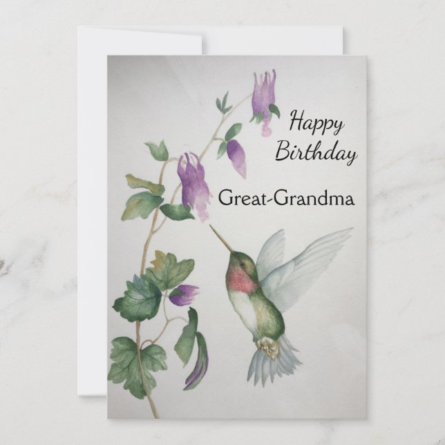 Great Grandma Birthday Hummingbird Watercolor (Front)