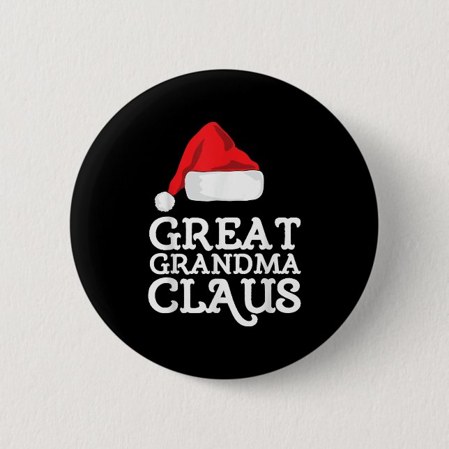 Great Grandma Claus Christmas Santa's Hat Pajama F Button (Front)