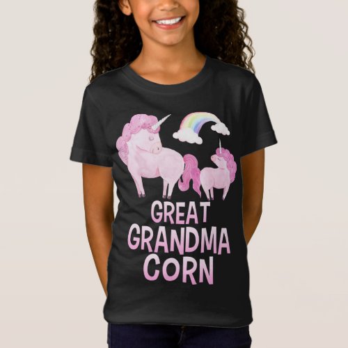 Great Grandma Corn Unicorn Girl Baby Shower T_Shirt