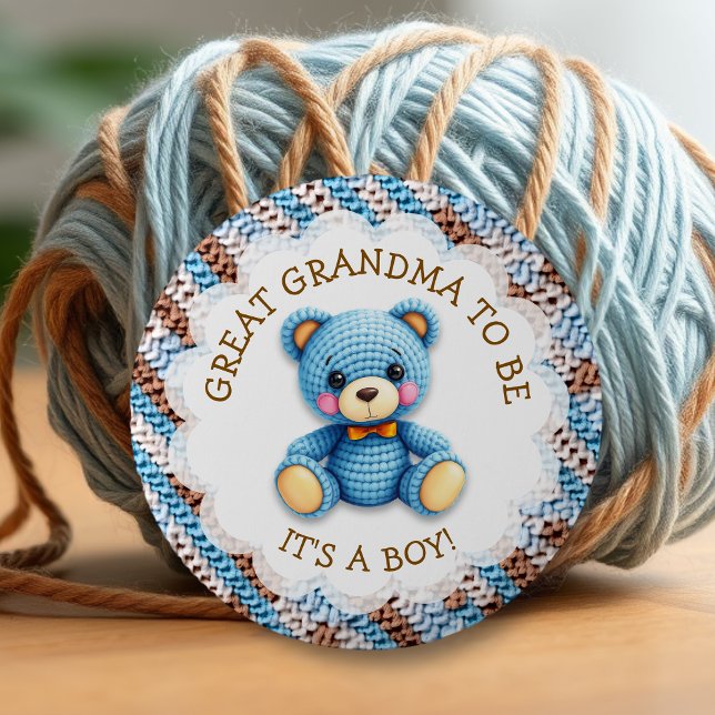 Great Grandma | Crochet Teddy Bear Baby Shower  Button (Creator Uploaded)