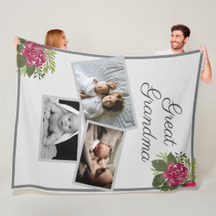 Great Grandma Custom Kid's Photos Fleece Blanket