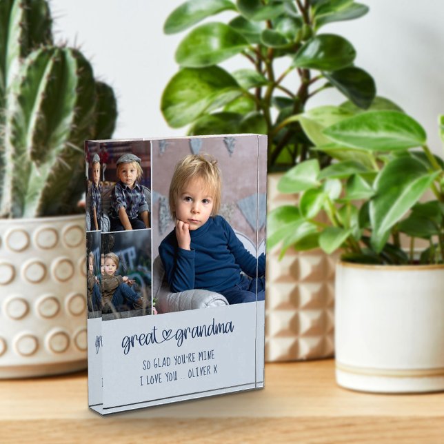 Great Grandma Cute Heart Lettering 3 Photo Block (Creator Uploaded)