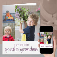 Great Grandma Cute Typography 3 Photo Birthday