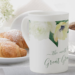 Great Grandma Elegant Script Watercolor Flowers Bone China Mug