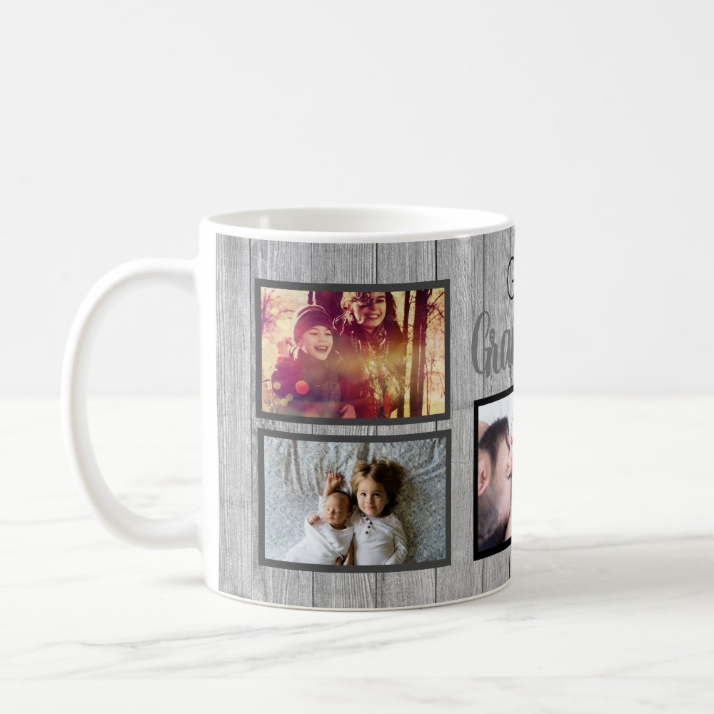 Discover Custom Great Grandma Family Photos on Rustic Wood Coffee Mug